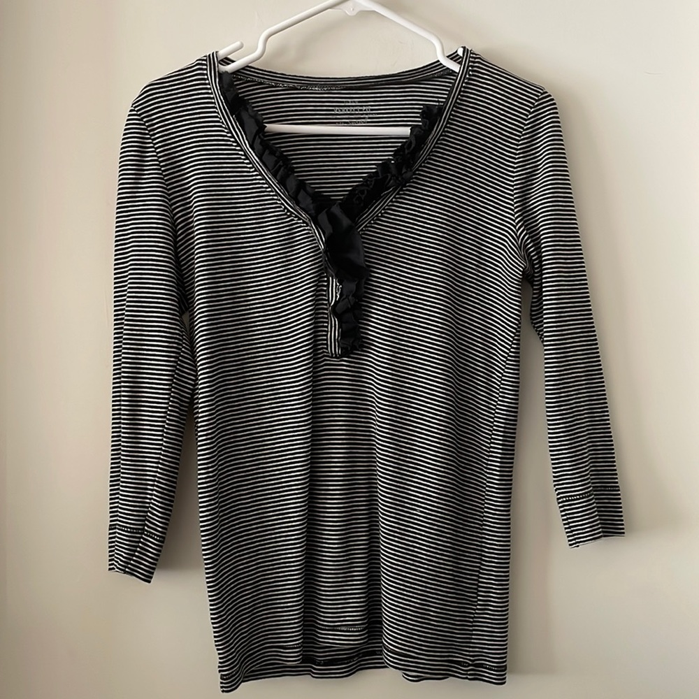 J. Crew Perfect Fit Ruffle Henley Tee